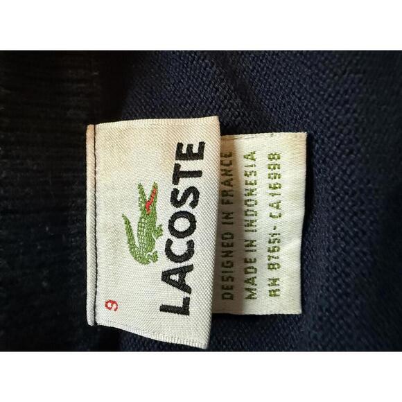 Lacoste Navy V-Neck Cotton Sweater – Size XL - Picture 2 of 7